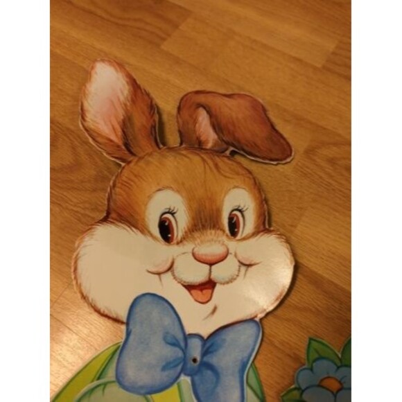Easter Bunny with Basket Flowers Jointed Die Cut American Greetings Decoration - Picture 3 of 11